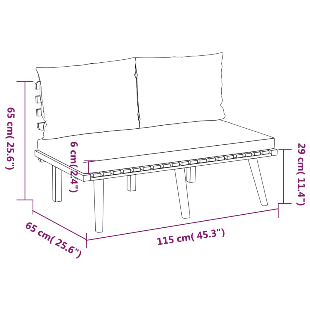 3-tlg. Garten-Lounge-Set mit Kissen Massivholz Akazie