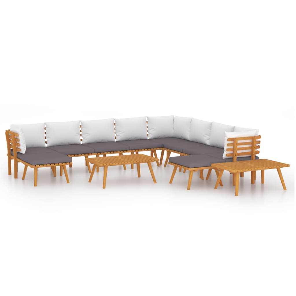 12-tlg. Garten-Lounge-Set mit Kissen Massivholz Akazie