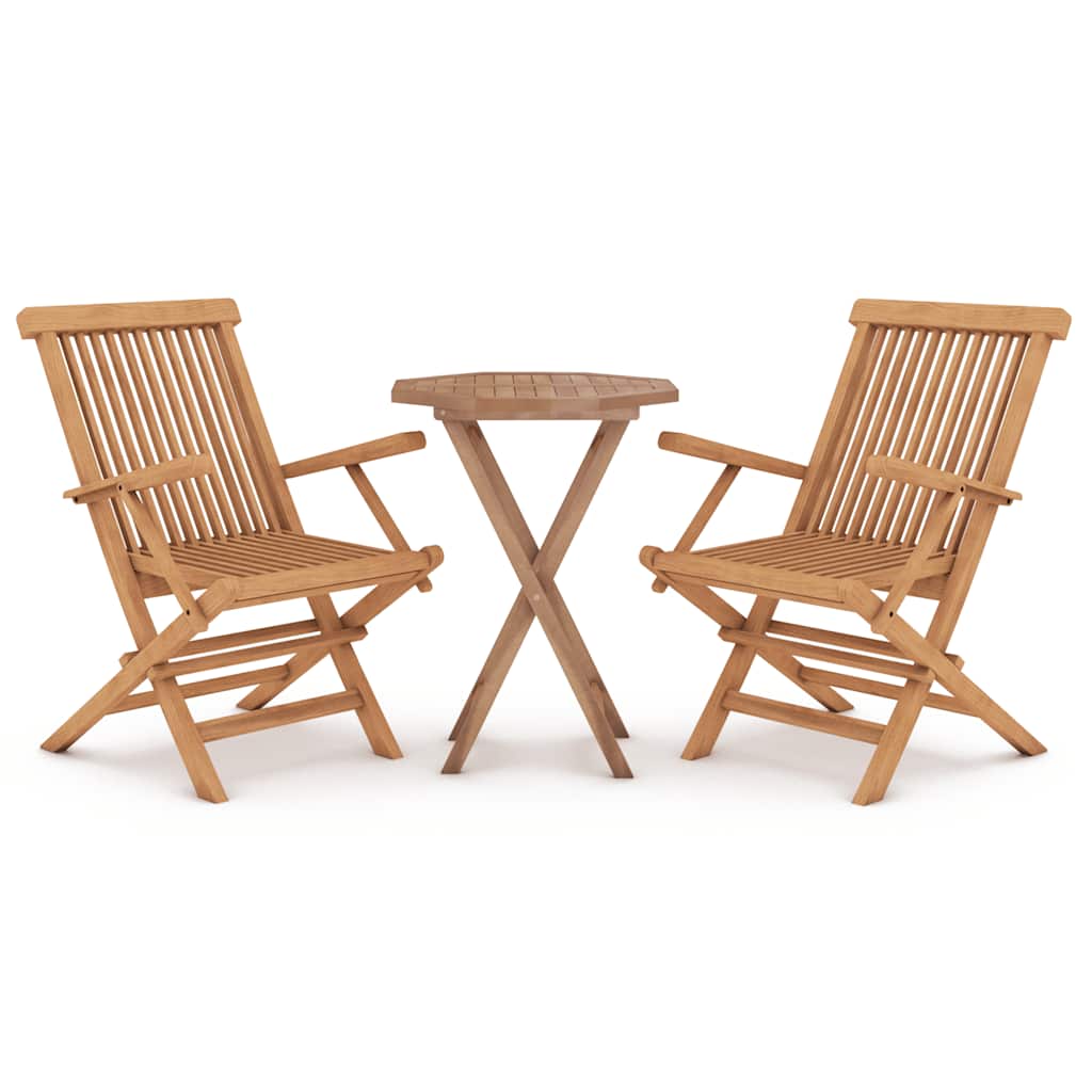 3-tlg. Garten-Essgruppe Massivholz Teak