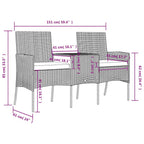 2-Sitzer-Gartensofa mit Teetisch Poly Rattan Anthrazit