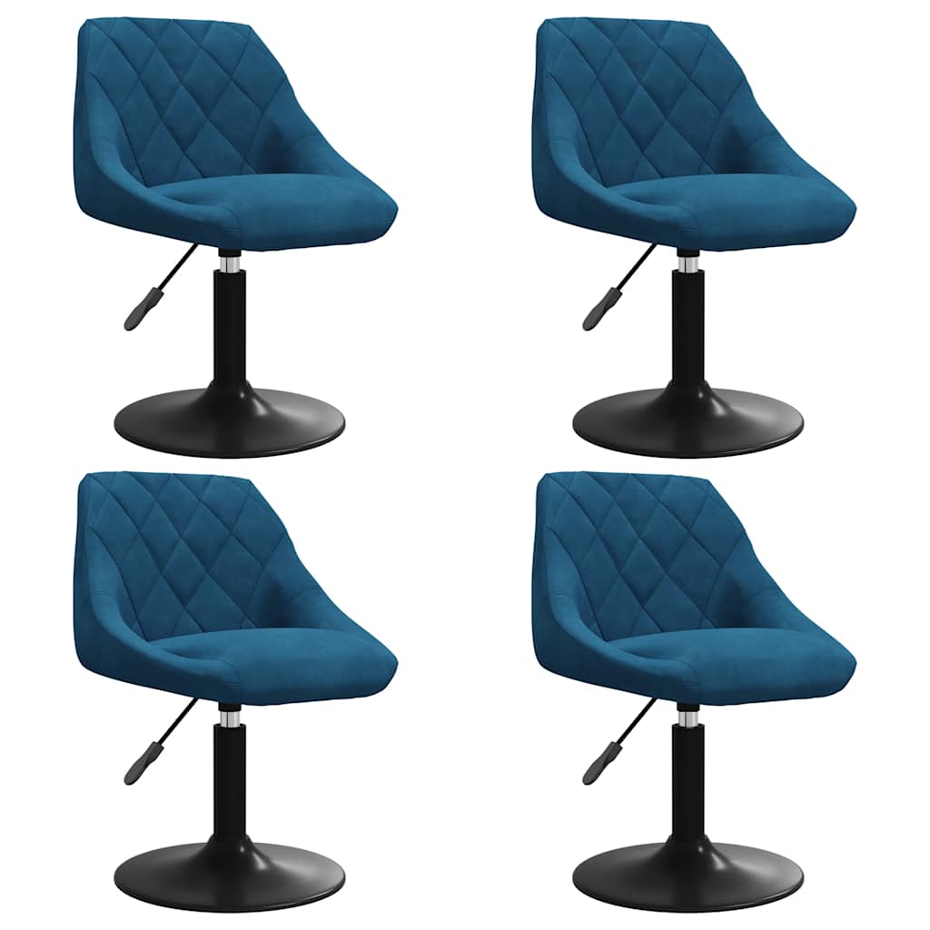 Esszimmerstühle 4 Stk. Drehbar Blau Samt