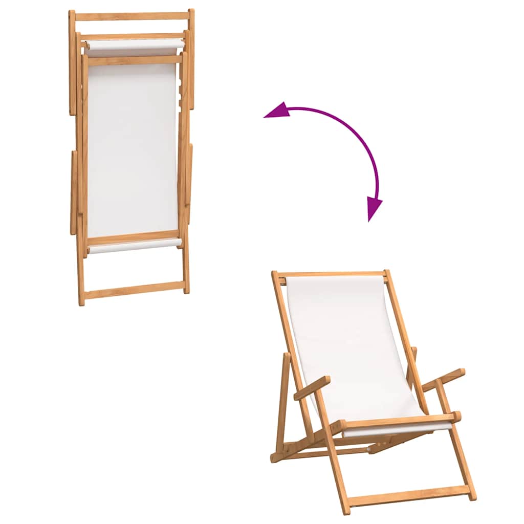 Strandstuhl Klappbar Massivholz Teak Creme
