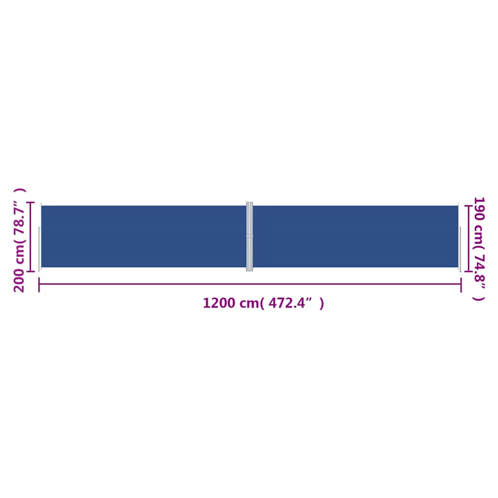 Seitenmarkise Ausziehbar Blau 200x1200 cm