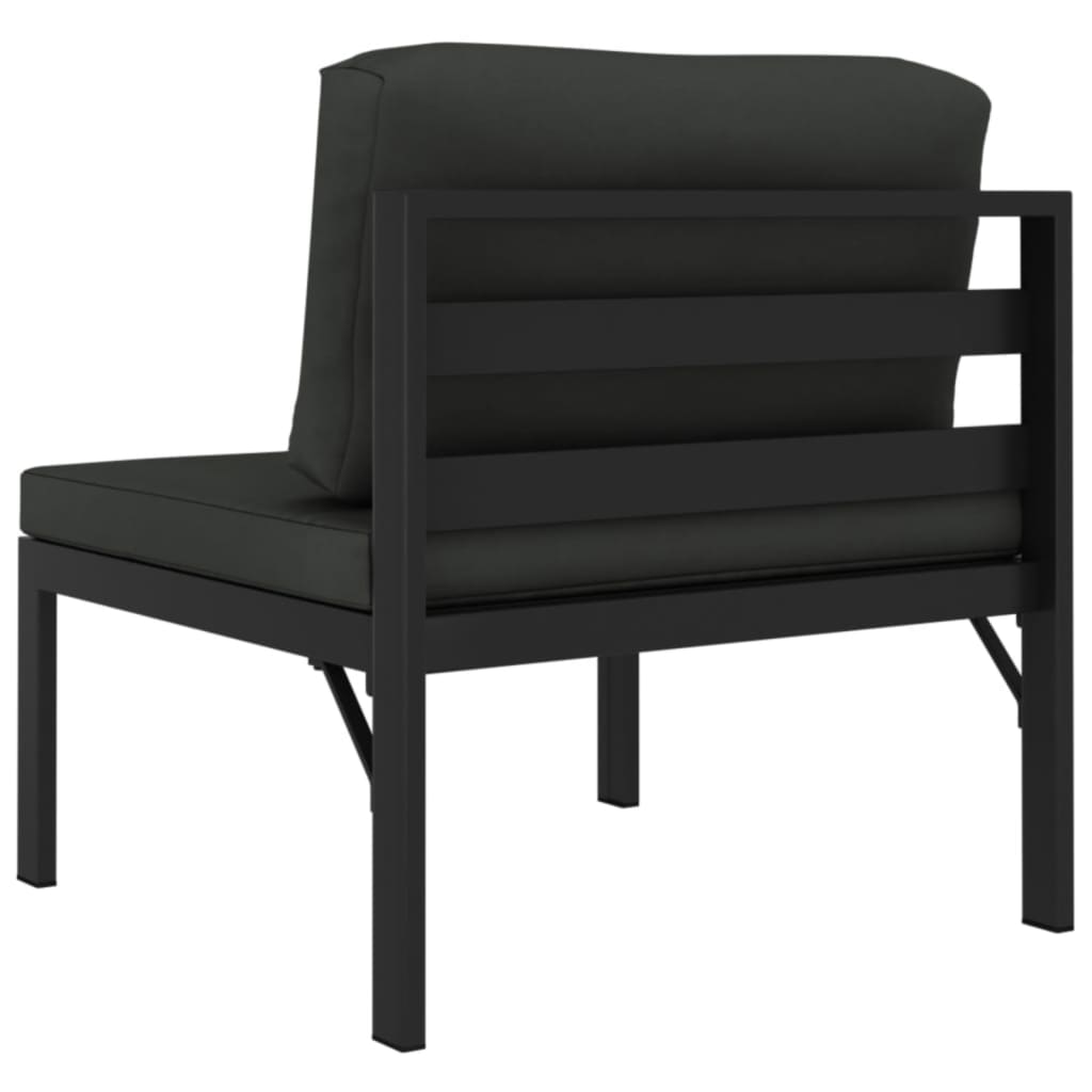 3-tlg. Garten-Sofagarnitur mit Kissen Aluminium Anthrazit