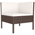 5-tlg. Garten-Lounge-Set mit Auflagen Poly Rattan Braun