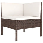 5-tlg. Garten-Lounge-Set mit Auflagen Poly Rattan Braun