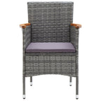 3-tlg. Garten-Essgruppe mit Kissen Poly Rattan Grau