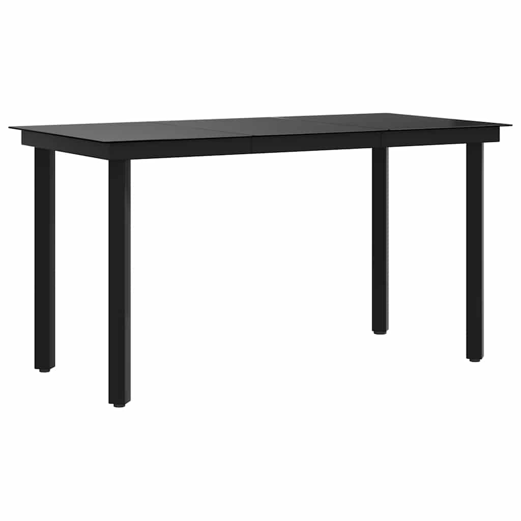 Garten-Esstisch Schwarz 140x70x74 cm Stahl und Glas