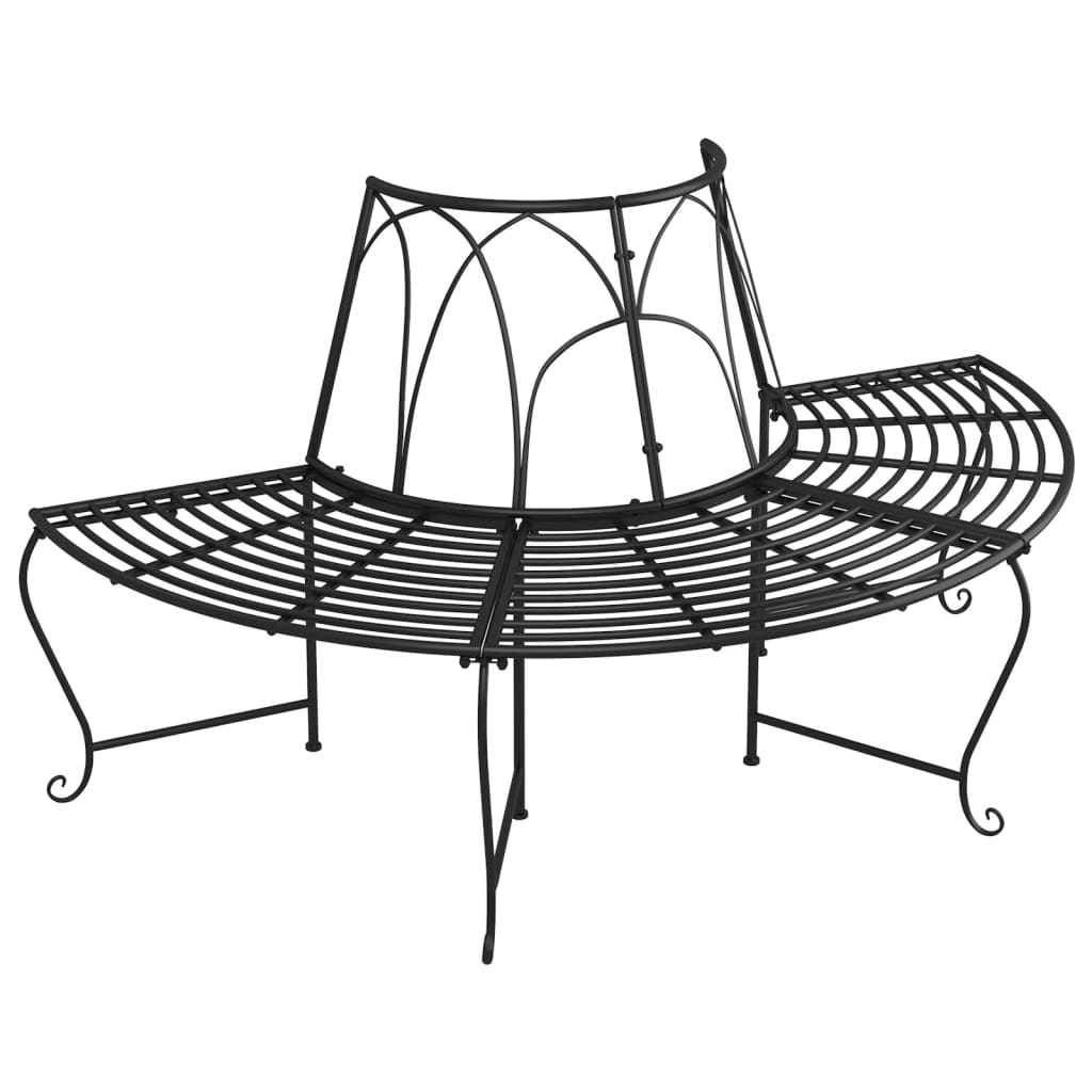 Baumbank Halbrund Ø159 cm Schwarz Stahl