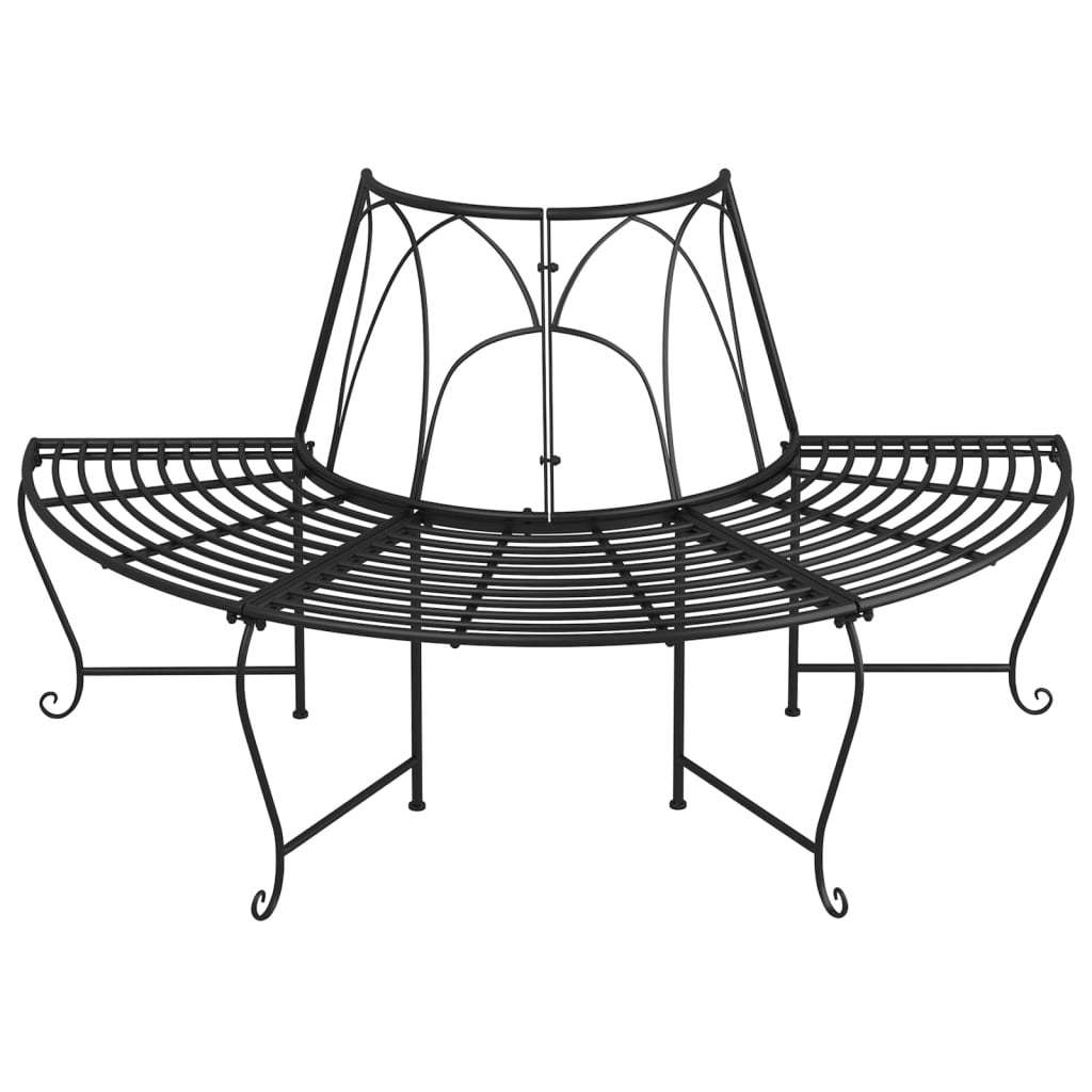 Baumbank Halbrund Ø159 cm Schwarz Stahl