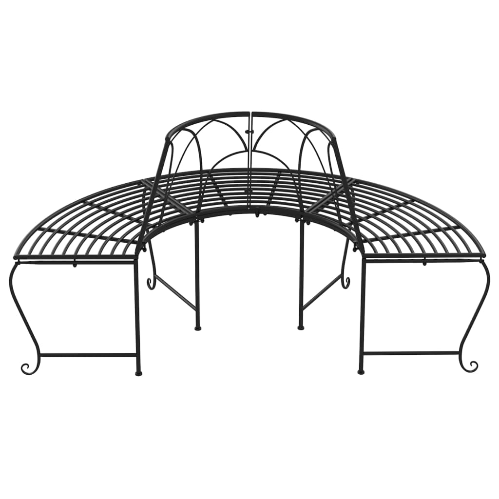 Baumbank Halbrund Ø159 cm Schwarz Stahl
