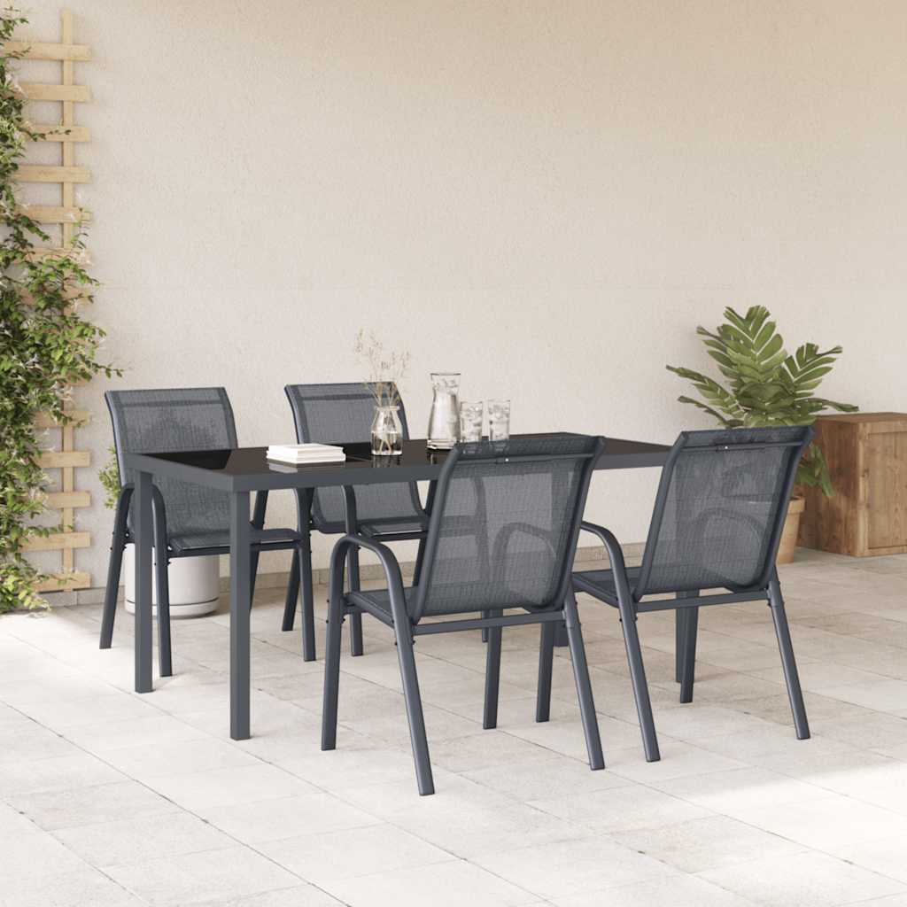 Stapelbare Gartenstühle 4 Stk. Grau Textilene