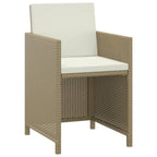 3-tlg. Garten-Essgruppe mit Kissen Poly Rattan Beige