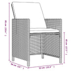 5-tlg. Garten-Essgruppe mit Kissen Poly Rattan Braun