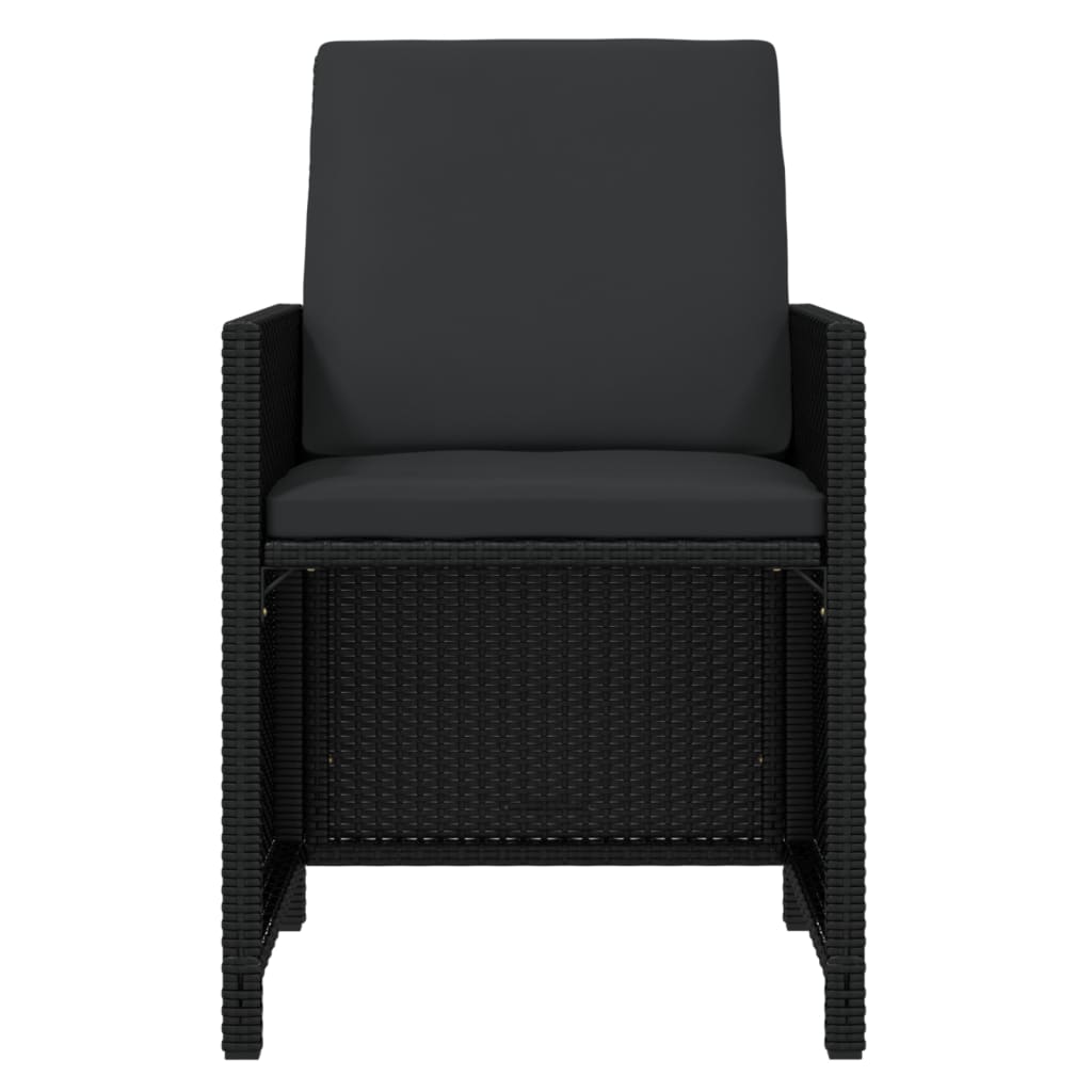7-tlg. Garten-Essgruppe mit Kissen Poly Rattan Schwarz