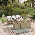 7-tlg. Garten-Essgruppe mit Kissen Poly Rattan Beige