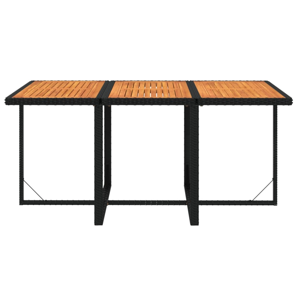7-tlg. Garten-Essgruppe mit Kissen Poly Rattan Schwarz
