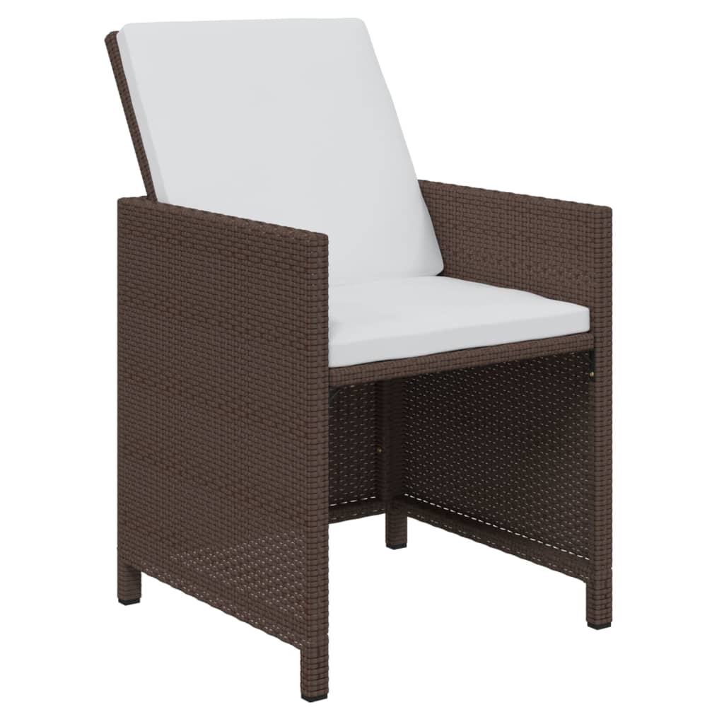 9-tlg. Garten-Essgruppe mit Kissen Poly Rattan Braun
