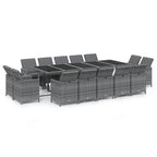 15-tlg. Garten-Essgruppe mit Kissen Poly Rattan Grau