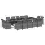15-tlg. Garten-Essgruppe mit Kissen Poly Rattan Grau