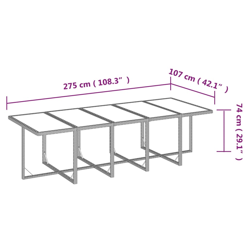 15-tlg. Garten-Essgruppe mit Kissen Poly Rattan Grau