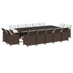 15-tlg. Garten-Essgruppe mit Kissen Poly Rattan Braun