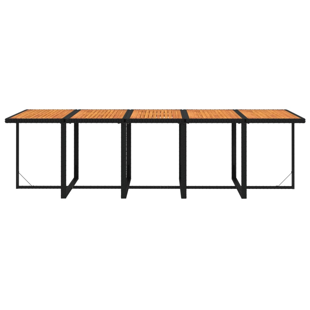 11-tlg. Garten-Essgruppe mit Kissen Poly Rattan Schwarz