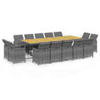 15-tlg. Garten-Essgruppe mit Auflagen Poly Rattan Grau