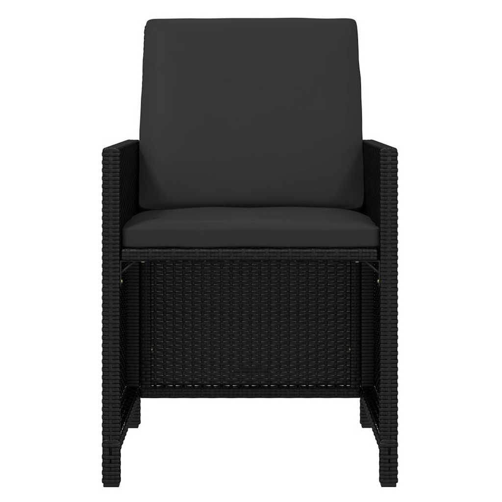 13-tlg. Garten-Essgruppe mit Kissen Poly Rattan Schwarz