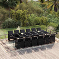 13-tlg. Garten-Essgruppe mit Kissen Poly Rattan Schwarz