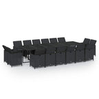 17-tlg. Garten-Essgruppe mit Kissen Poly Rattan Schwarz