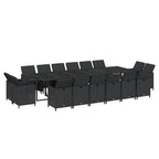 17-tlg. Garten-Essgruppe mit Kissen Poly Rattan Schwarz
