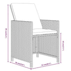 17-tlg. Garten-Essgruppe mit Kissen Poly Rattan Schwarz