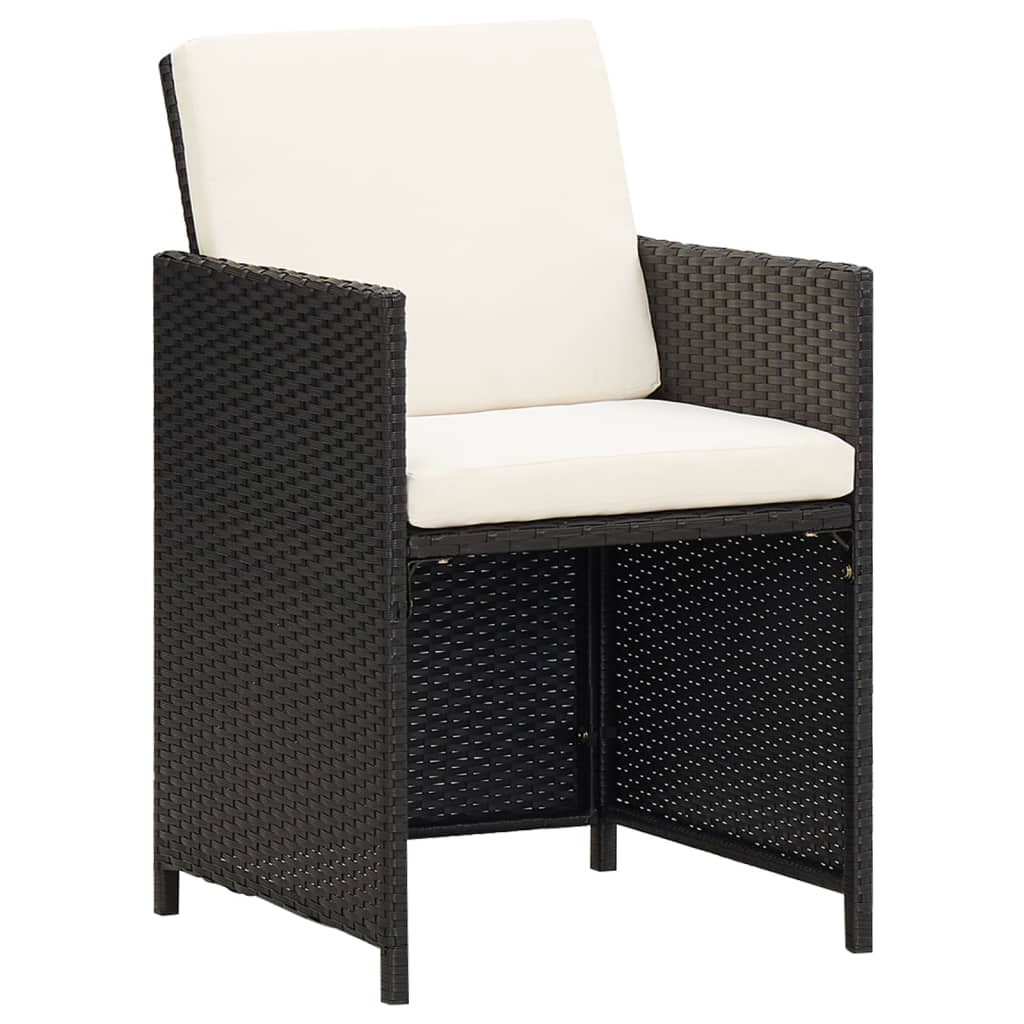 13-tlg. Garten-Essgruppe mit Kissen Poly Rattan Schwarz