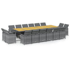 17-tlg. Garten-Essgruppe mit Kissen Poly Rattan Grau
