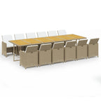 13-tlg. Garten-Essgruppe mit Kissen Poly Rattan Beige