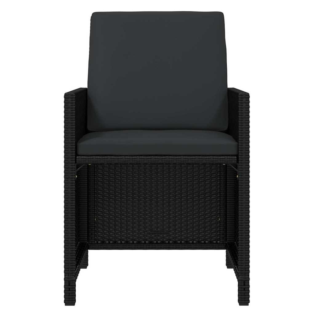15-tlg. Garten-Essgruppe mit Kissen Poly Rattan Schwarz