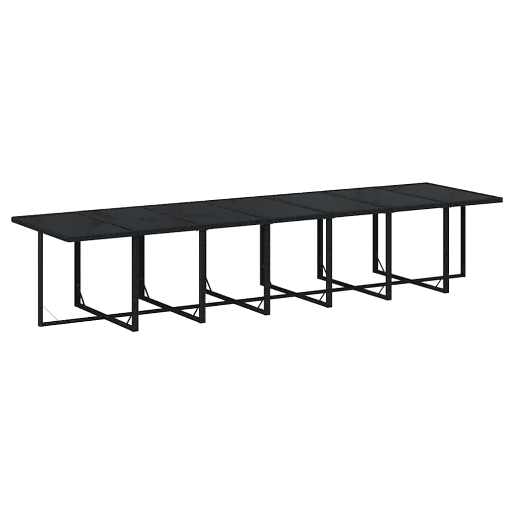 15-tlg. Garten-Essgruppe mit Kissen Poly Rattan Schwarz