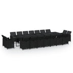 19-tlg. Garten-Essgruppe mit Kissen Poly Rattan Schwarz