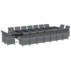 19-tlg. Garten-Essgruppe mit Kissen Poly Rattan Grau