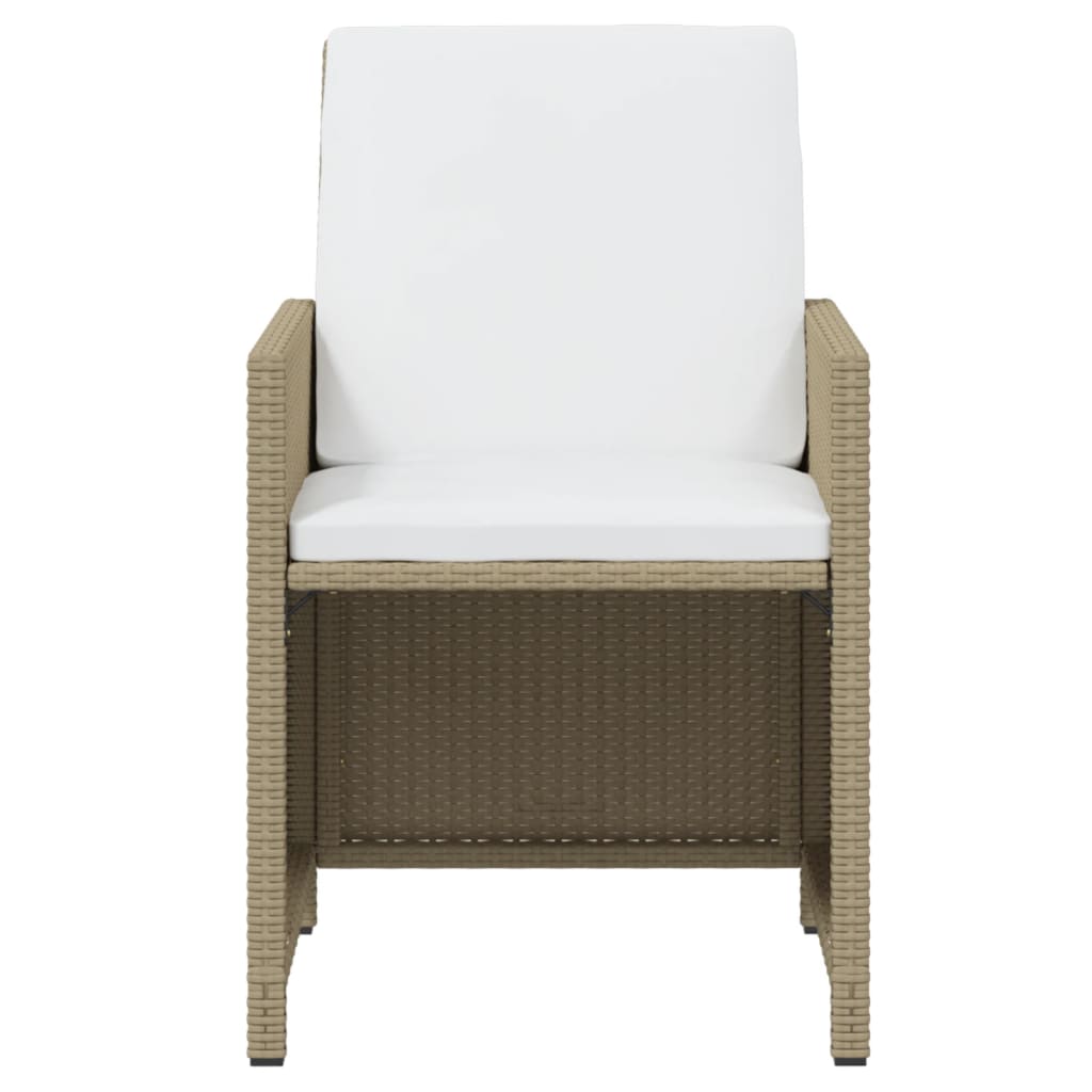 19-tlg. Garten-Essgruppe mit Kissen Poly Rattan Beige
