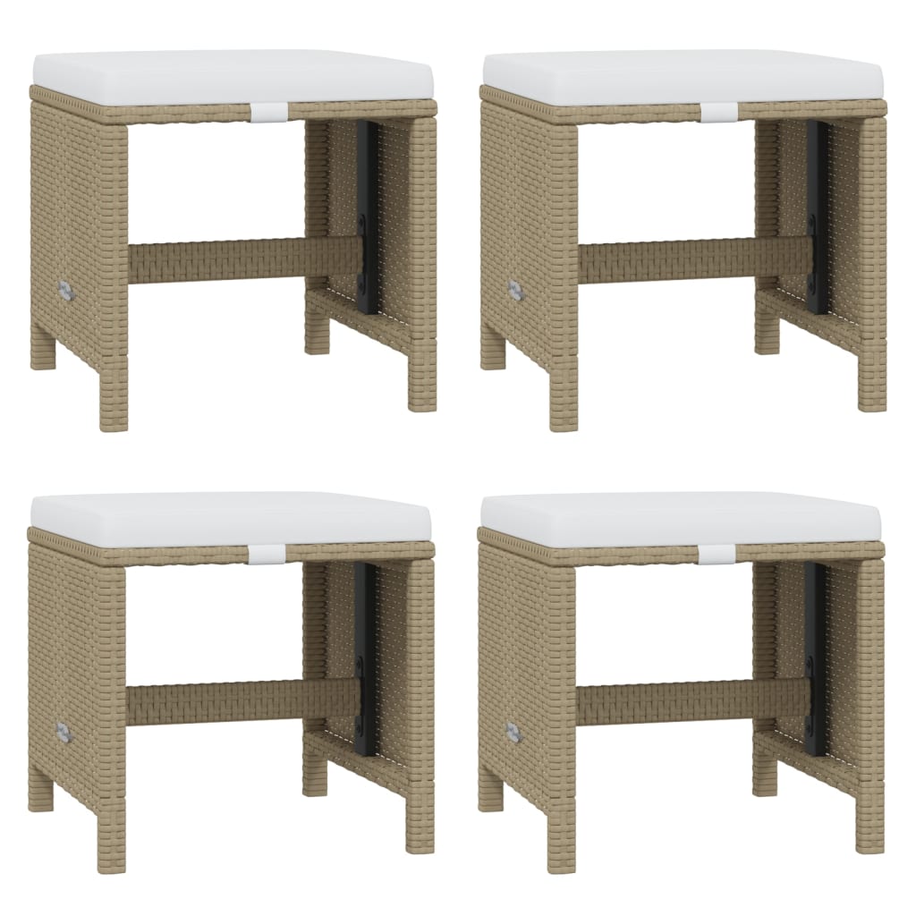 19-tlg. Garten-Essgruppe mit Kissen Poly Rattan Beige