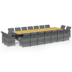 19-tlg. Garten-Essgruppe mit Kissen Grau Poly Rattan
