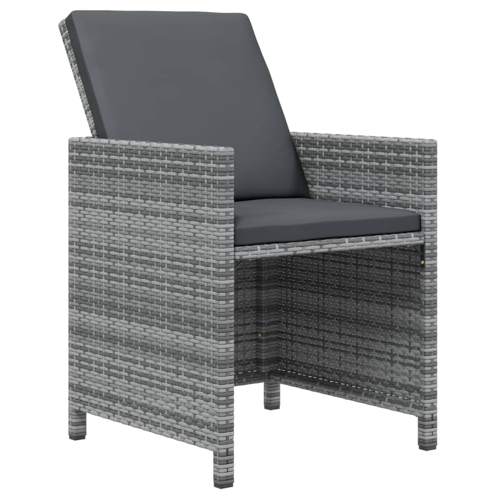 19-tlg. Garten-Essgruppe mit Kissen Grau Poly Rattan