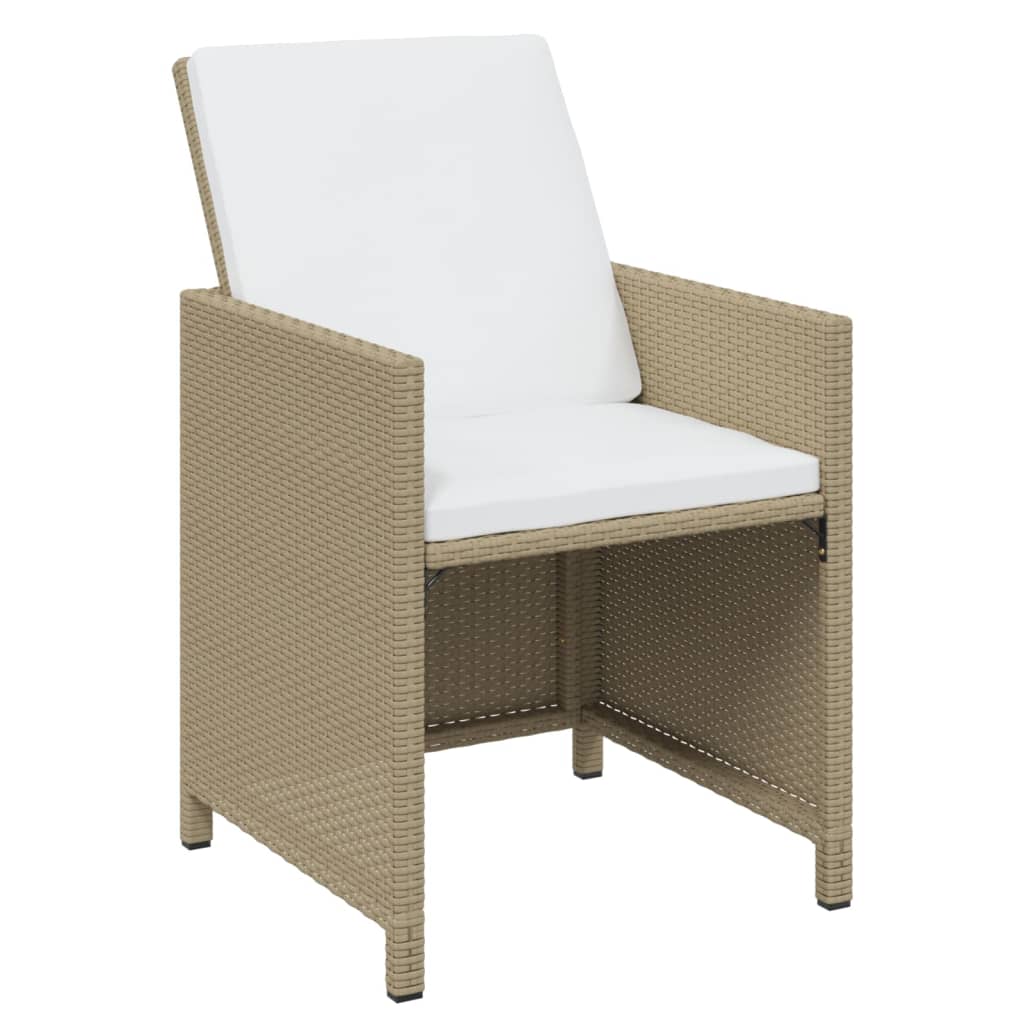 15-tlg. Garten-Essgruppe mit Kissen Beige Poly Rattan