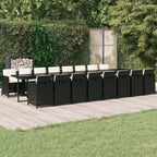 17-tlg. Garten-Essgruppe mit Kissen Schwarz Poly Rattan