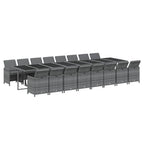 17-tlg. Garten-Essgruppe mit Kissen Grau Poly Rattan