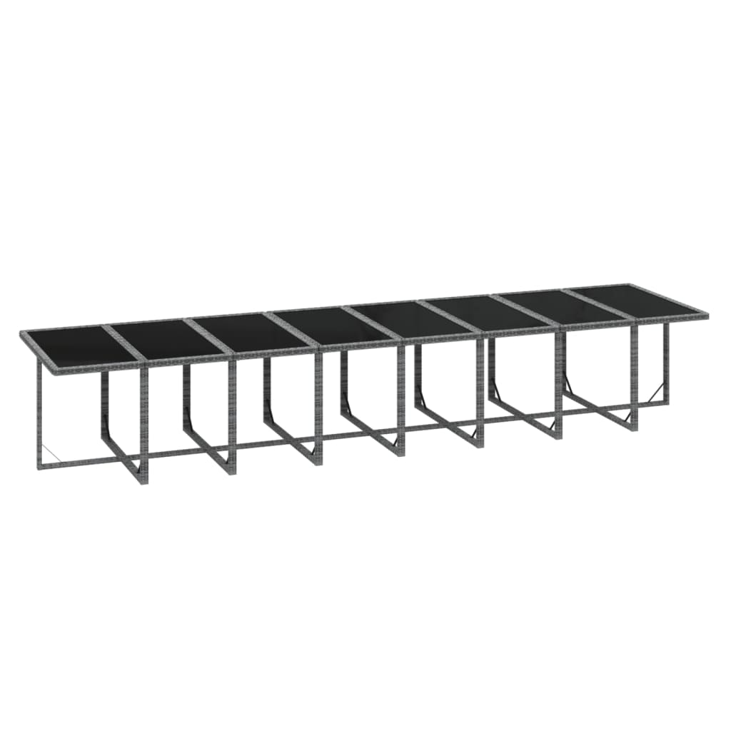 17-tlg. Garten-Essgruppe mit Kissen Grau Poly Rattan
