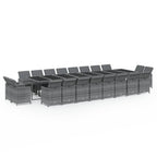 21-tlg. Garten-Essgruppe mit Kissen Poly Rattan Grau