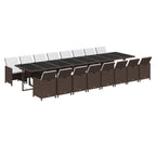 17-tlg. Garten-Essgruppe mit Kissen Braun Poly Rattan